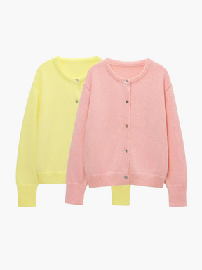 Lyla | Elegante Ronde Hals Gebreide Cardigan met Pastelkleuren