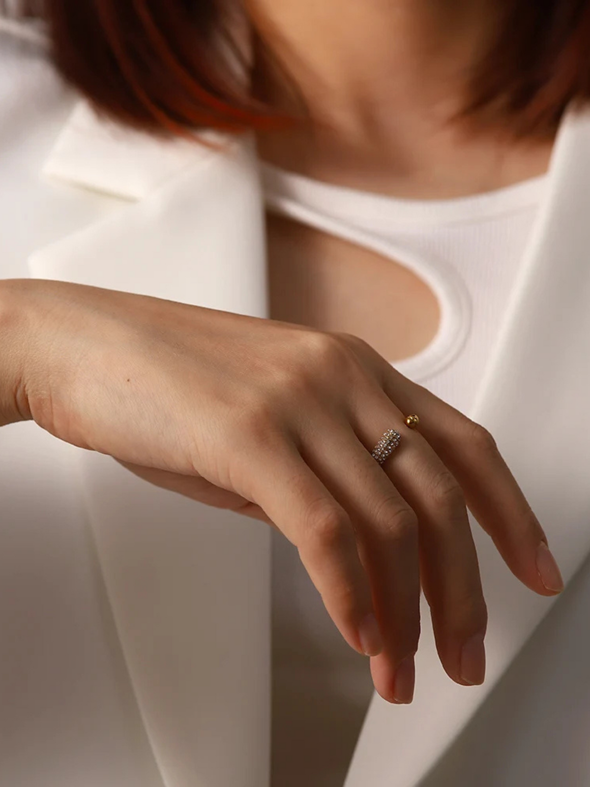 Nora | Luxe Open Ring met Zirkonia Steentjes