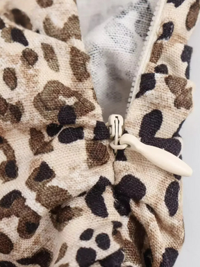 Gisele | Sexy Leopard Halter Lange Jurk met Backless Ontwerp en Ritssluiting aan de Zijkant