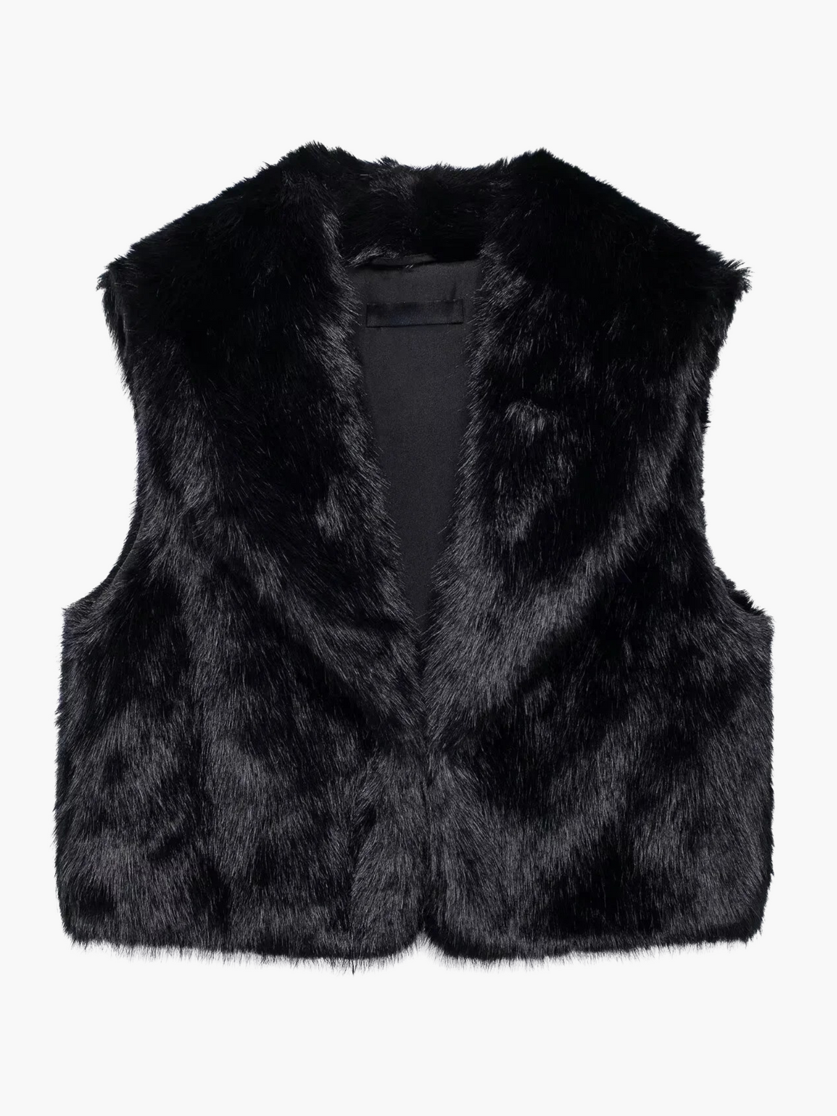 Noortje | Vintage Zwarte Mouwloze Faux Fur Gilet voor Dames