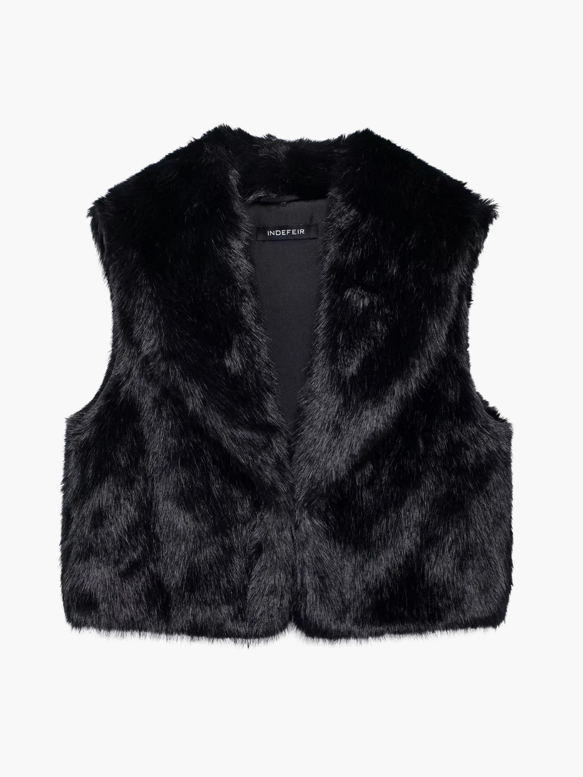 Noortje | Vintage Zwarte Mouwloze Faux Fur Gilet voor Dames