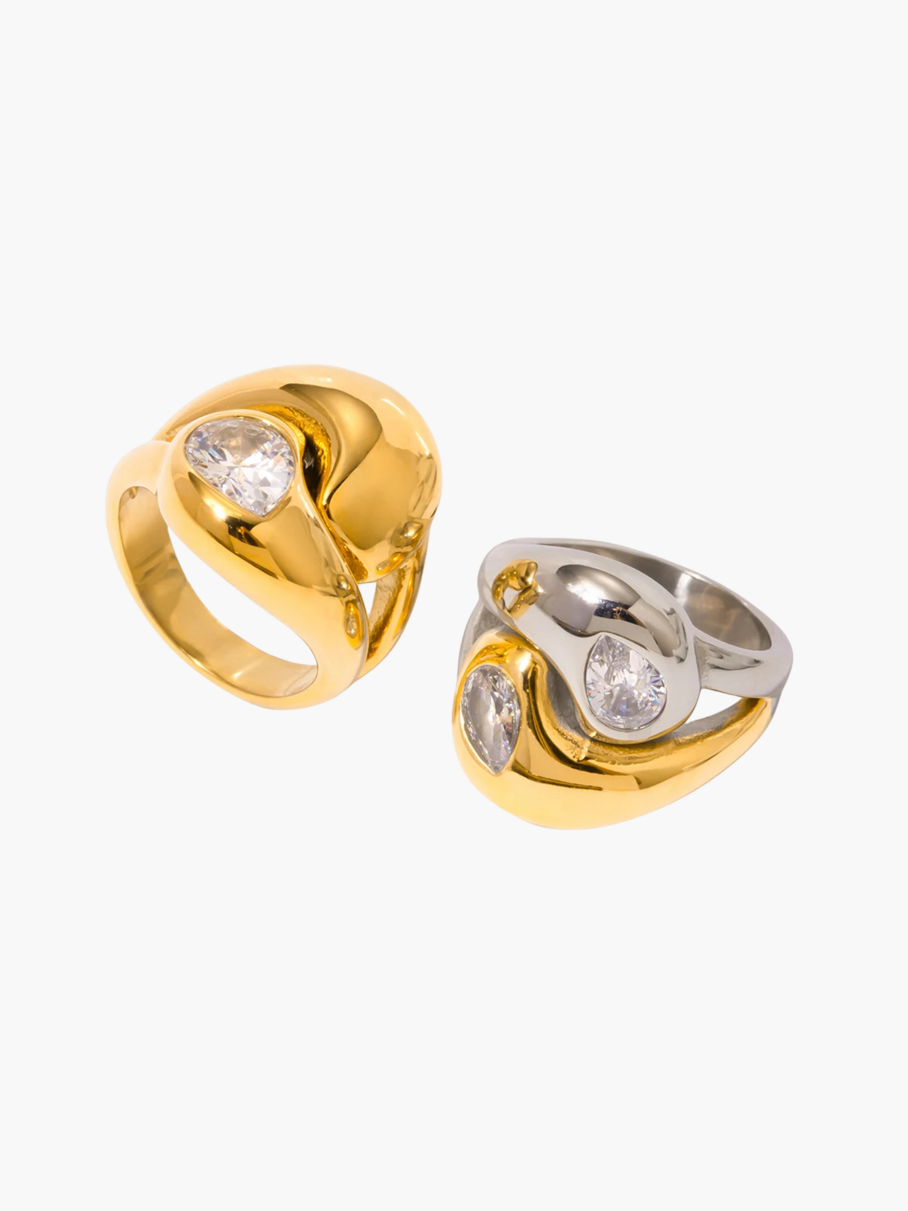 Pauline | Interlocking Traan Ring met Cubic Zirkonia