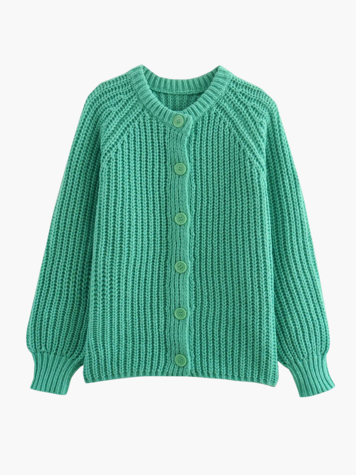 Jasmijn | Luxe Enkelrijige Gebreide Cardigan met Knoopsluiting bij de Hals