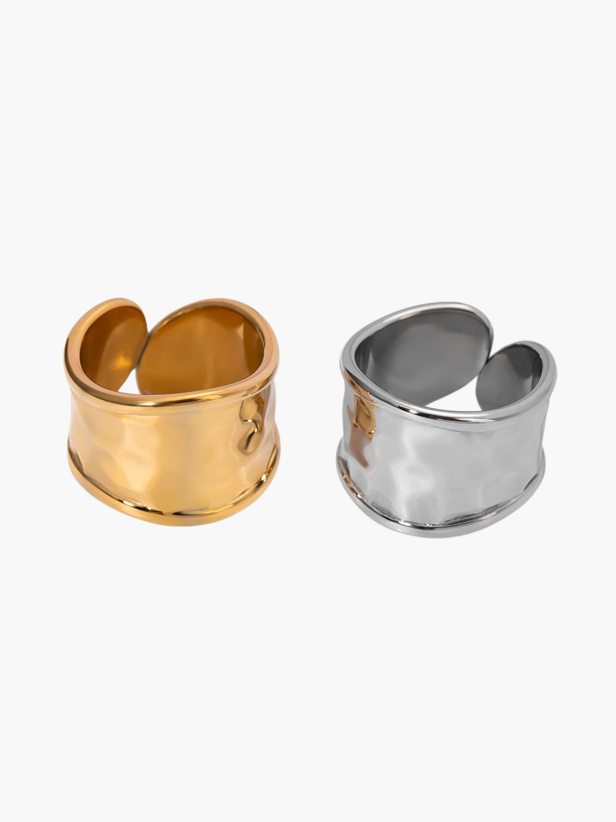 Nena | 18K Elegante Gehamerde Chunky Ring