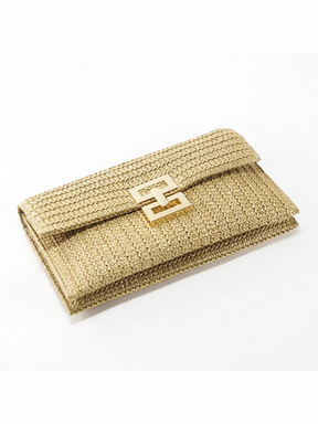 Xena | Luxueuze Gevlochten Stro Clutch