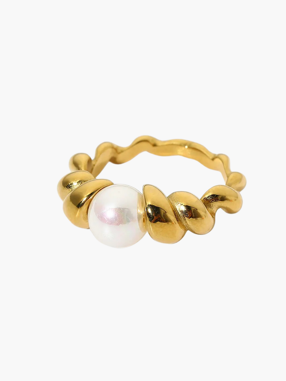 Lise | 18K Croissant Ring met Parel