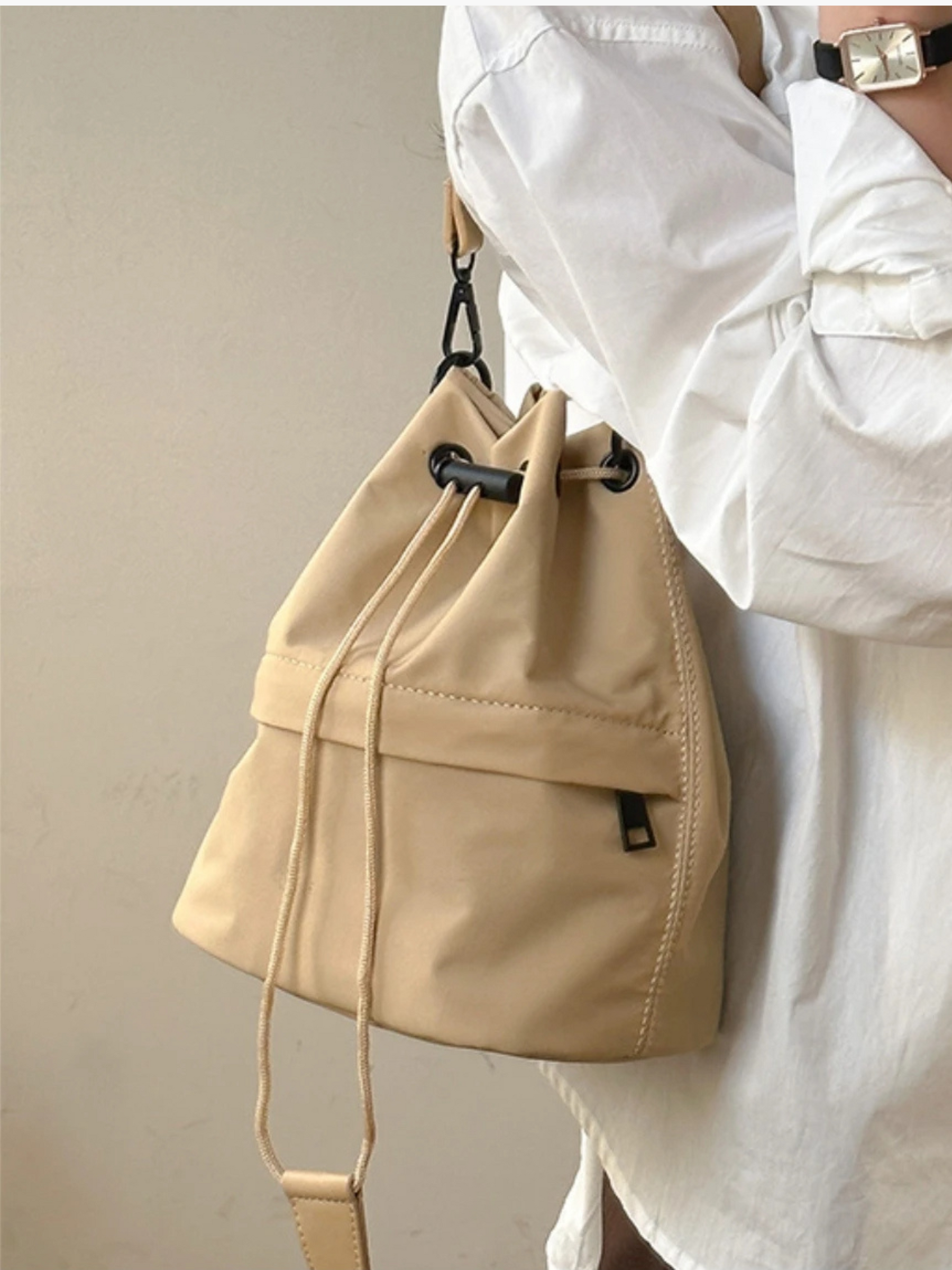 Lyric | Trendy Bucket Bag met Grote Capaciteit in Zacht Nylon