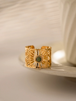 Malou | 18K Vintage Open Ring met Natuursteen