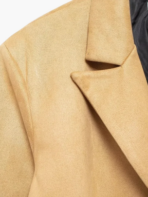 Sienna | Chique Suède Lange Trenchcoat met Dubbelrijig Ontwerp