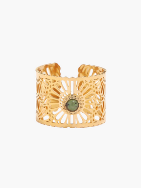 Malou | 18K Vintage Open Ring met Natuursteen