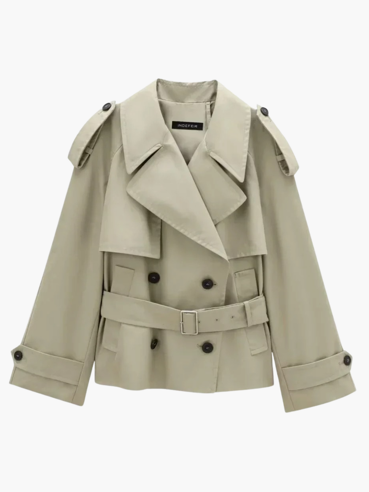 Jana | Chique Kort Dubbelrijige Trenchcoat met Riem