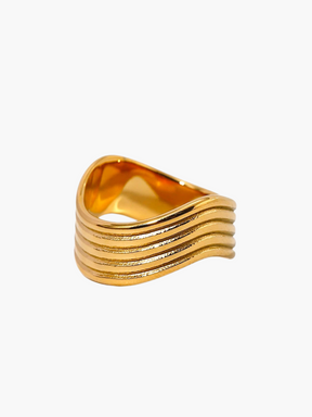 Merel | 18K Vintage Gestreepte Golf Ring