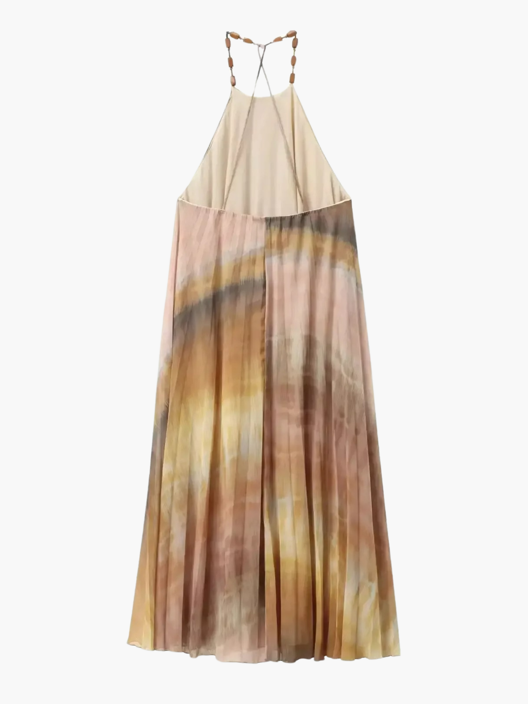 Tanja | Chique Tie-Dye Lange Zomerjurk met Halter en Kralen Backless Design