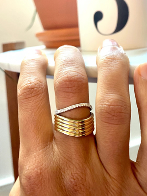 Merel | 18K Vintage Gestreepte Golf Ring