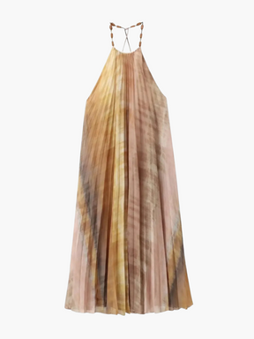 Tanja | Chique Tie-Dye Lange Zomerjurk met Halter en Kralen Backless Design