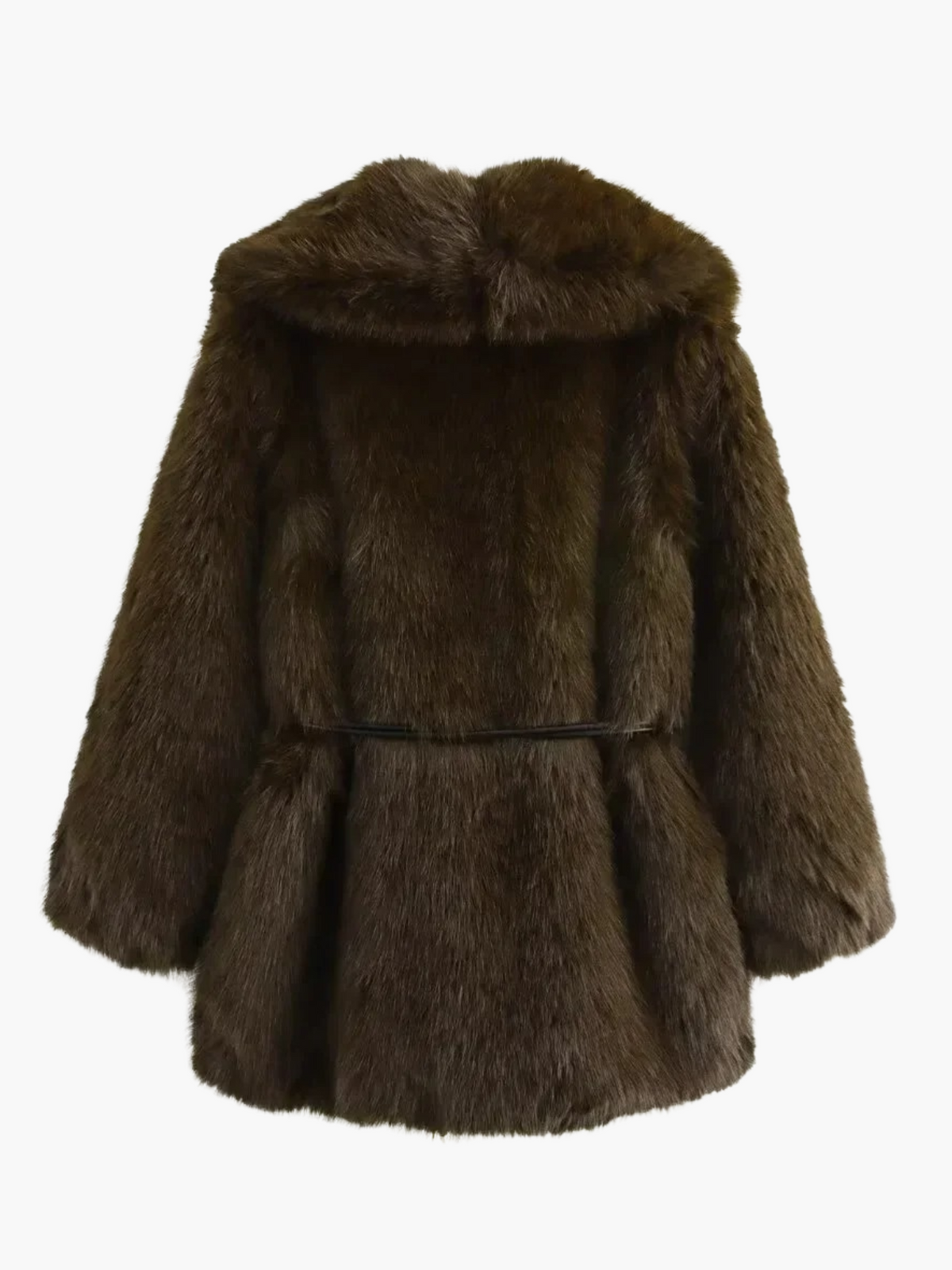 Keira | Vintage Faux Fur Lange Jas met Riem voor Vrouwen