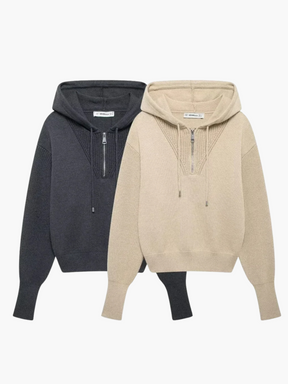 Tamira | Stijlvolle Gebreide Hoodie met Rits