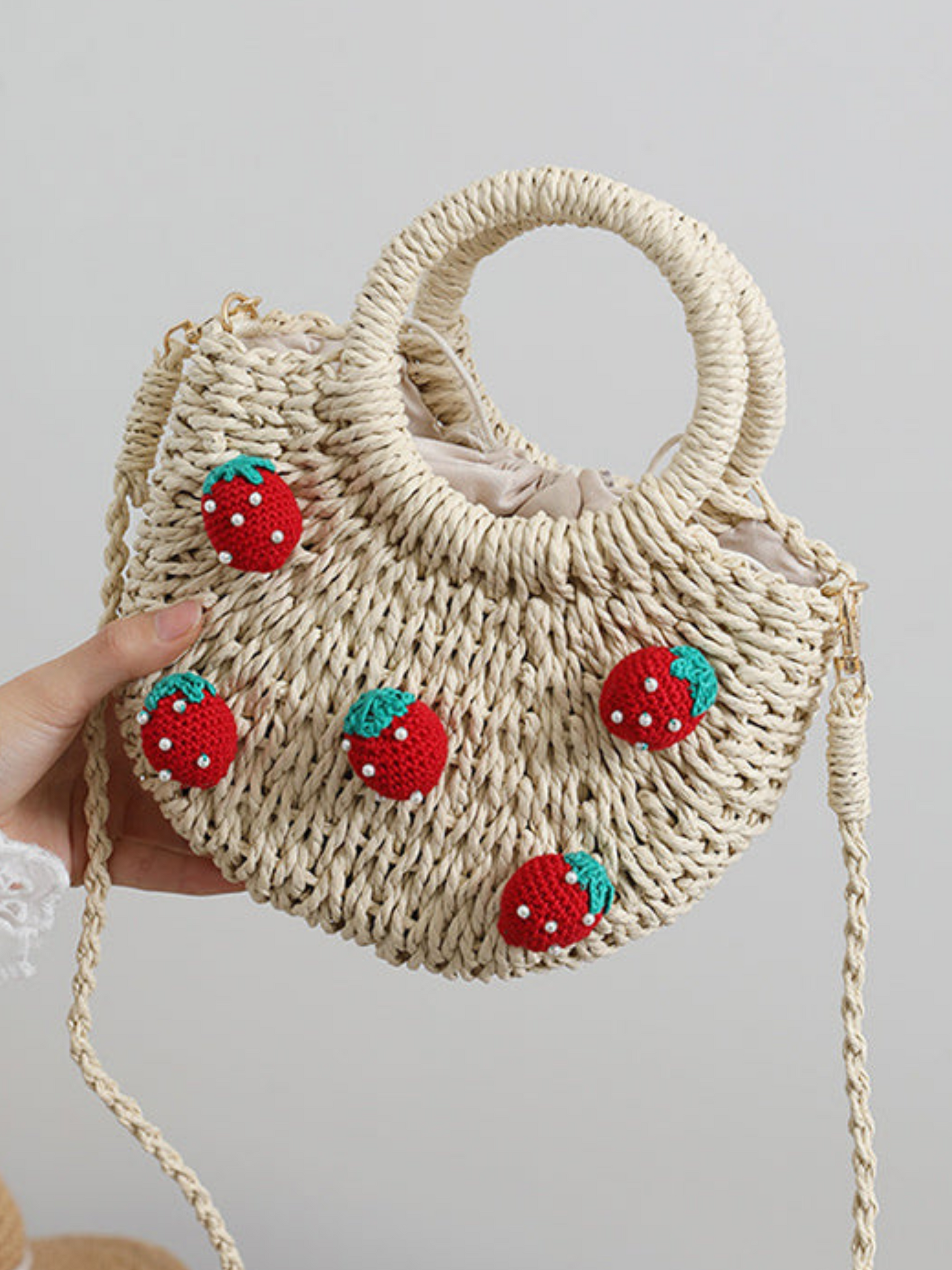 Elsie | Trendy Stro Handtas met Schouderriem