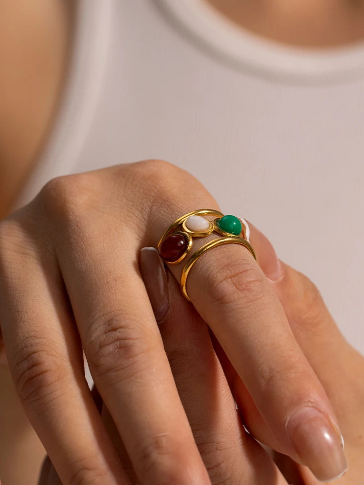 Faye | Elegante Kleurrijke Ring met Natuursteentjes