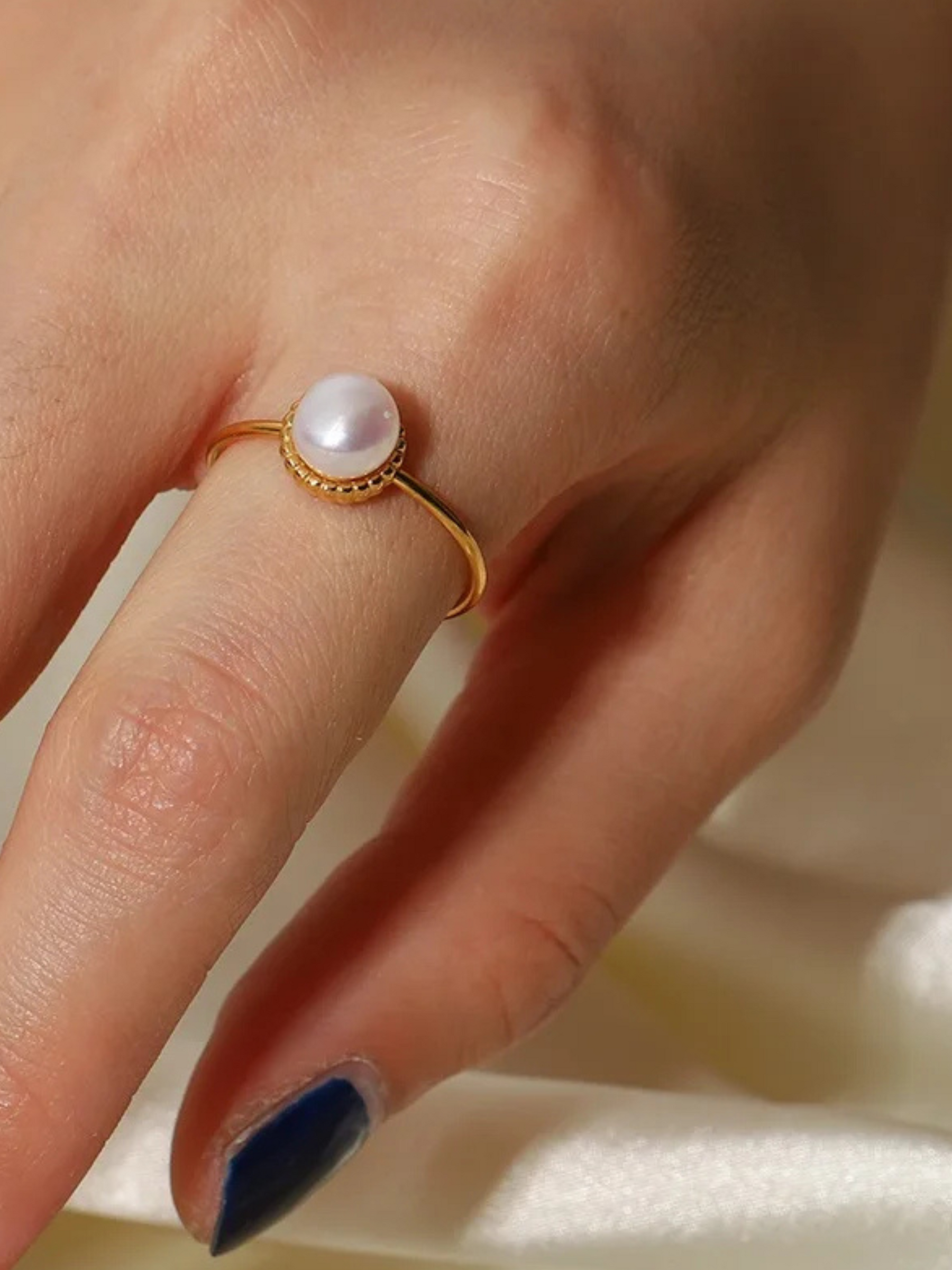 Marelle | 18K Vintage Ring met Natuurlijke Parel