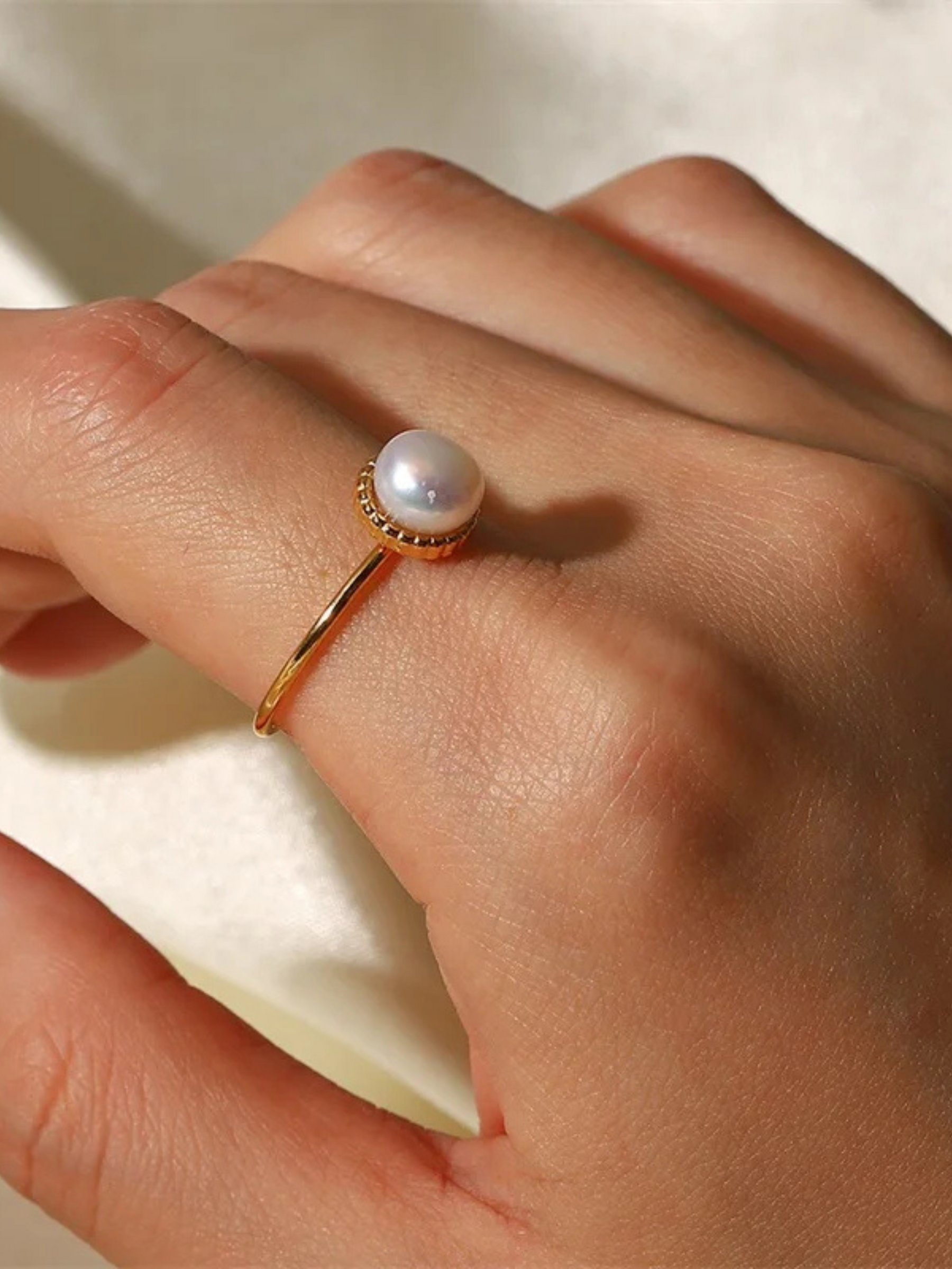 Marelle | 18K Vintage Ring met Natuurlijke Parel