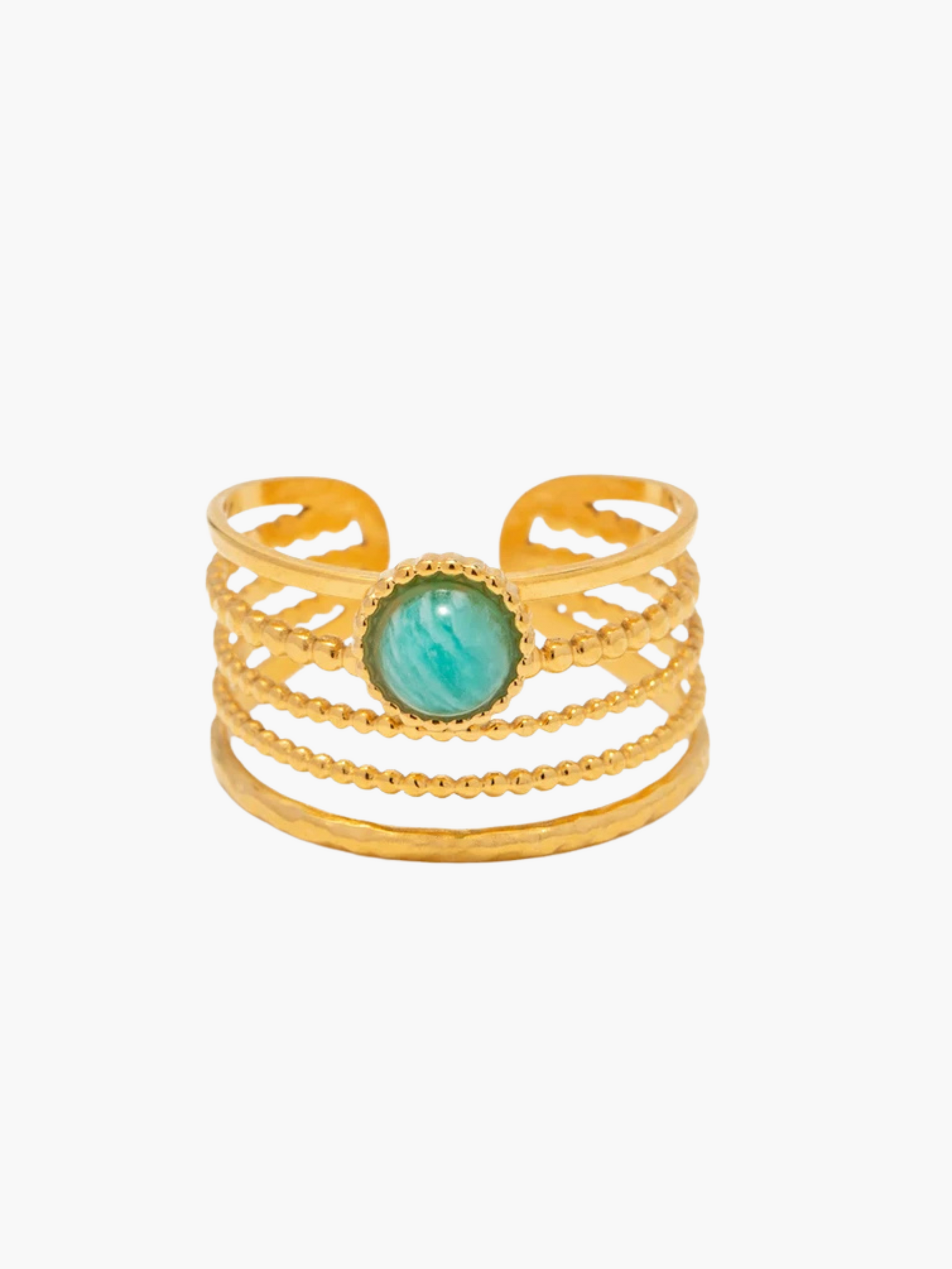 Mira | 18K Vintage Gelaagde Ring met Natuurlijke Blauwe Amazoniet