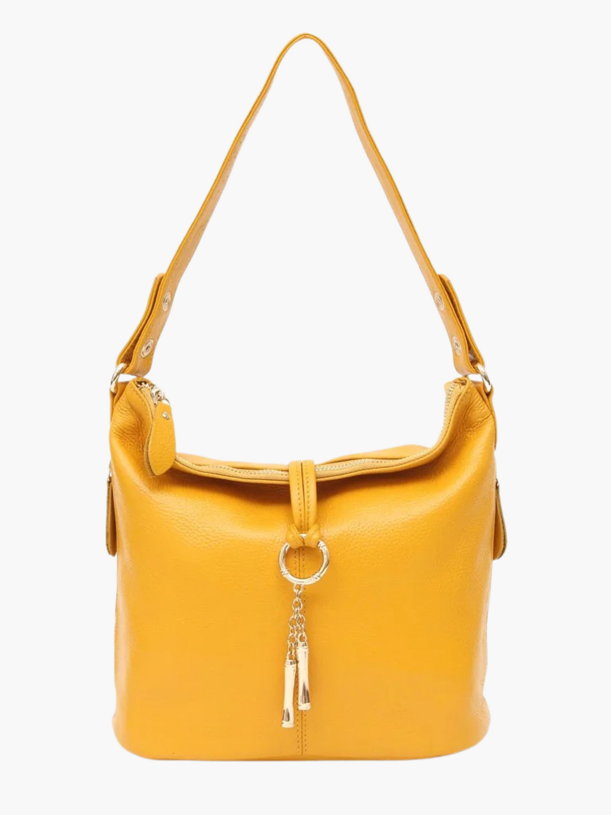 Linsey | Casual Leren Hobo Tas met Retro Charmante Ring