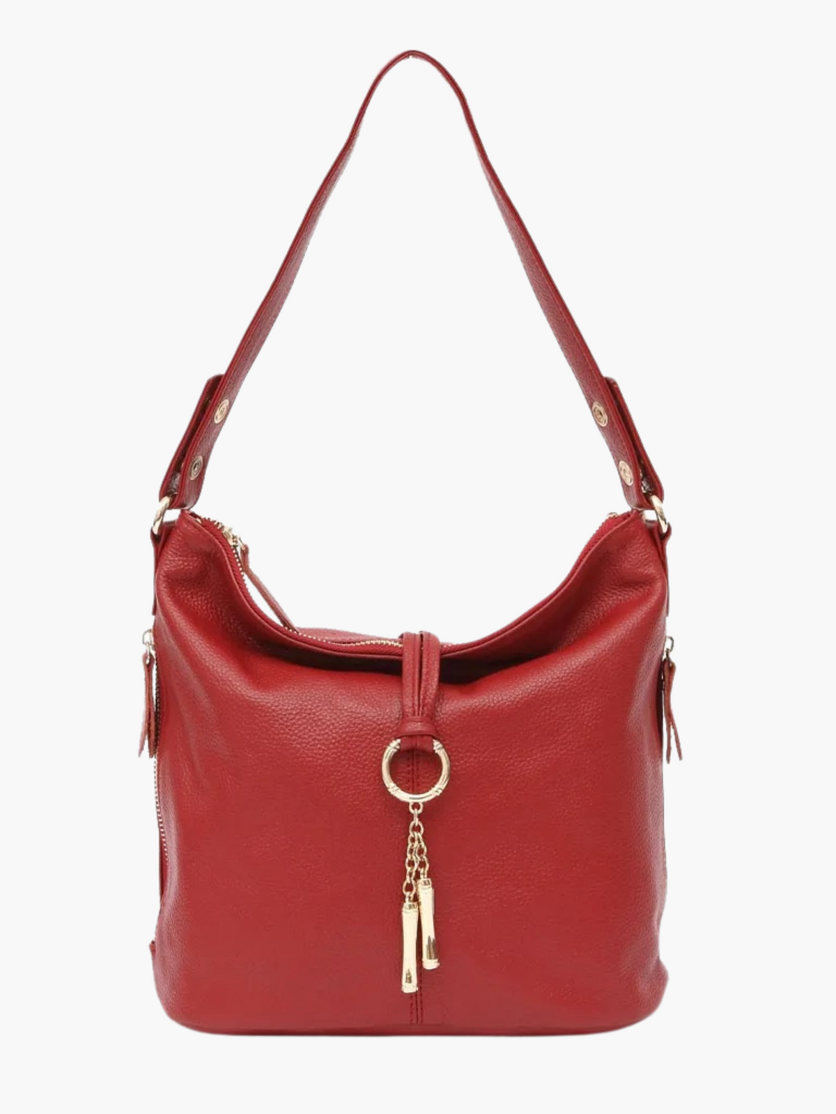 Linsey | Casual Leren Hobo Tas met Retro Charmante Ring