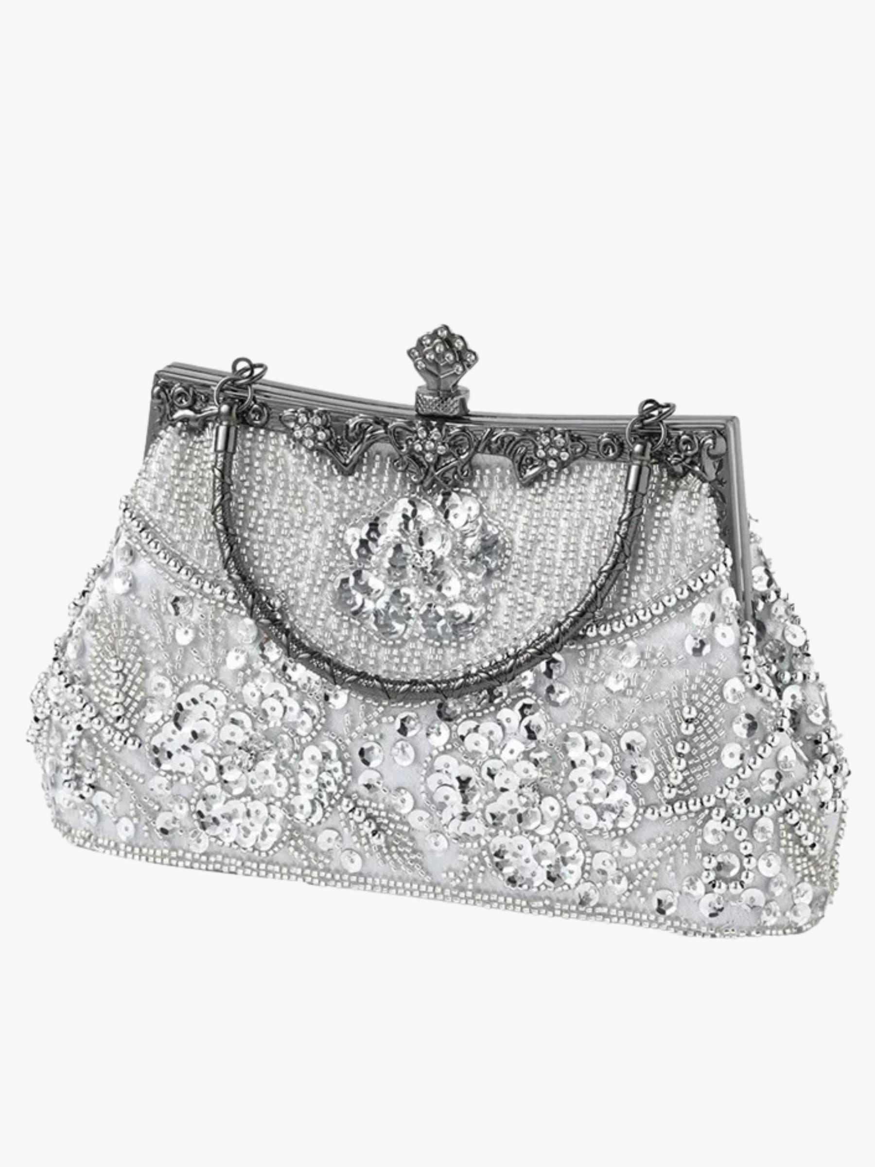 Jessica | Vintage Geborduurde Avond Clutch met Geplooid Design