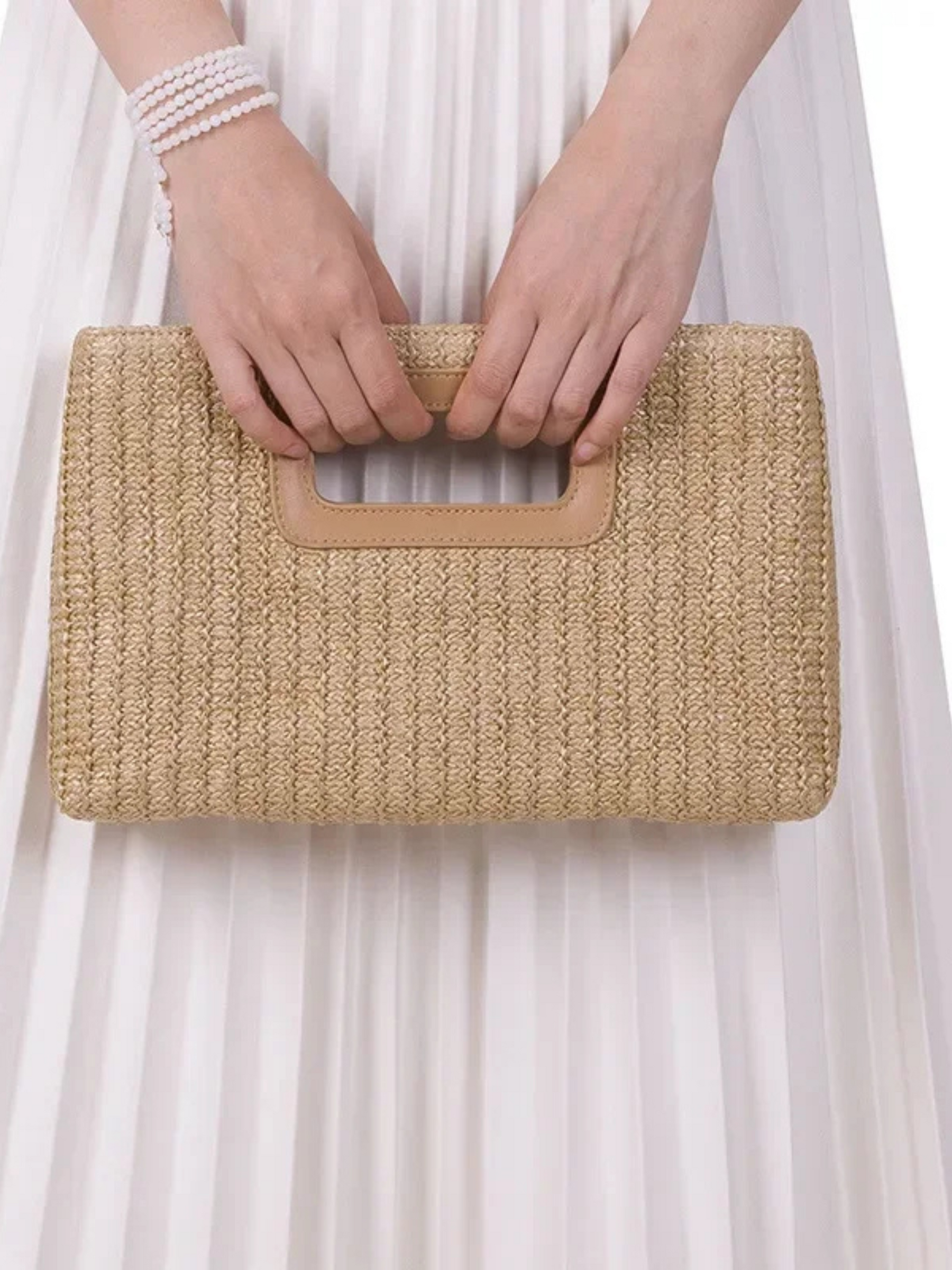 Jorrit | Luxe Clutch van Geweven Stro met Grote Capaciteit