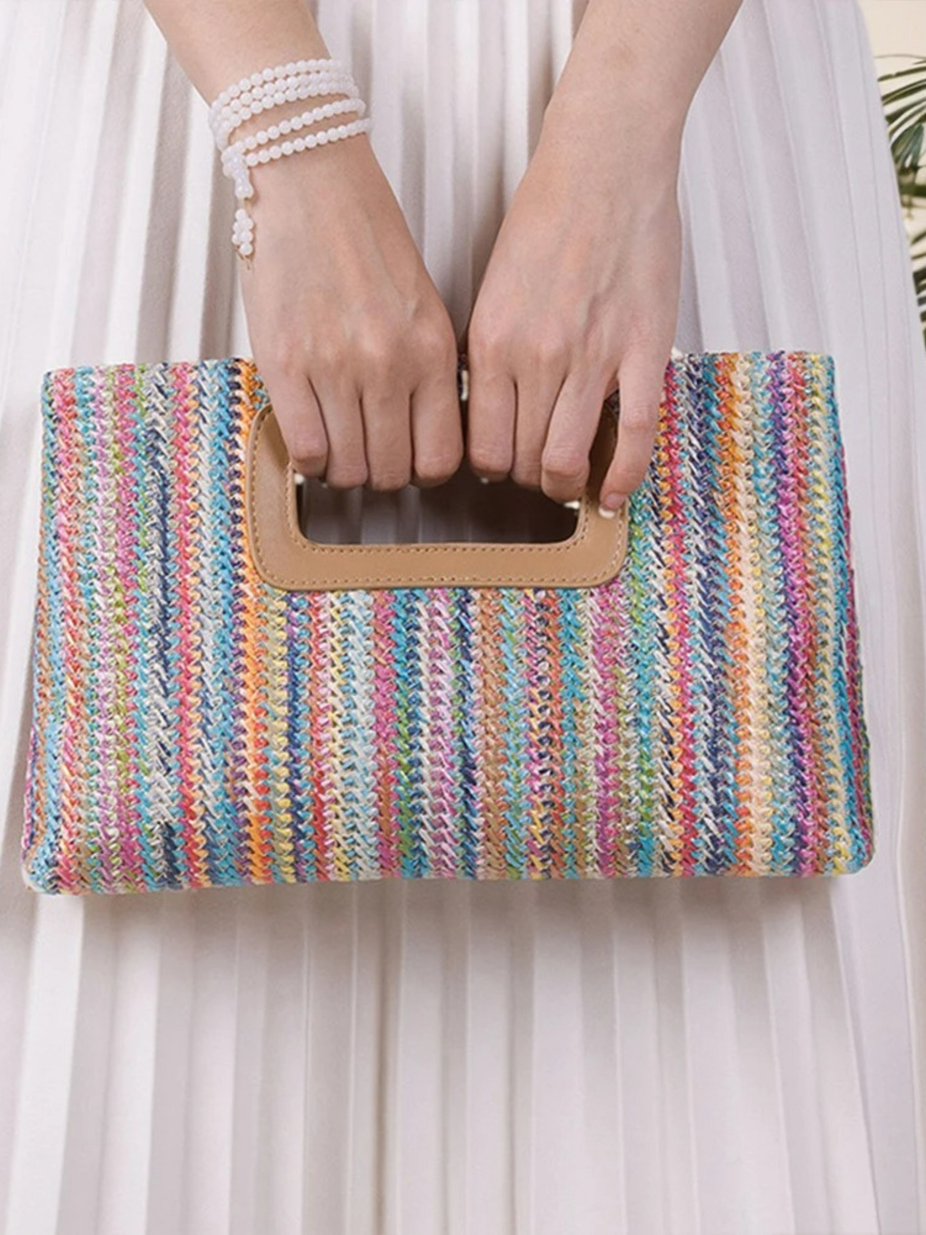 Jorrit | Luxe Clutch van Geweven Stro met Grote Capaciteit