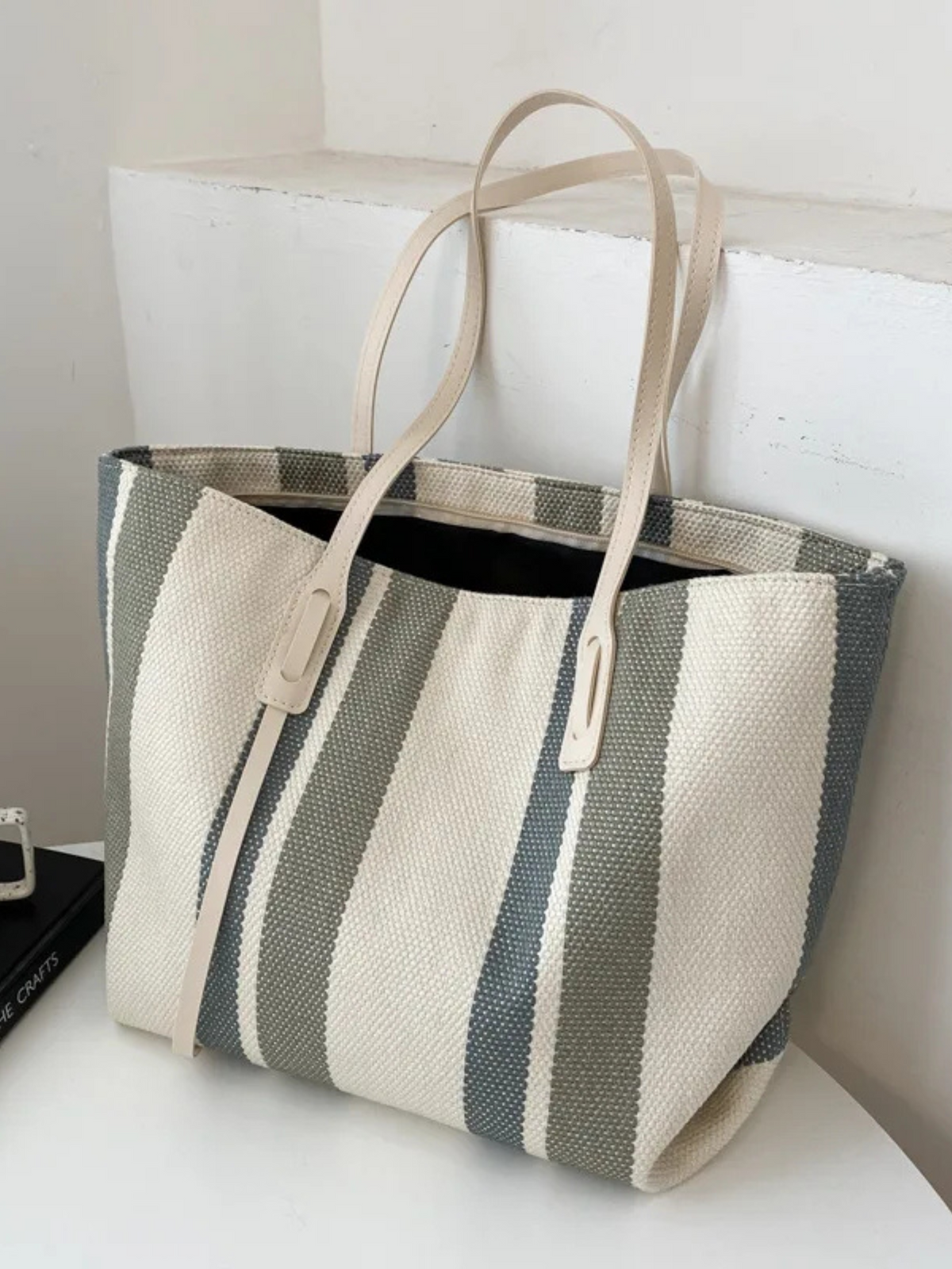 Serenity | Stijlvolle Gestreepte Shopper Tas van Canvas