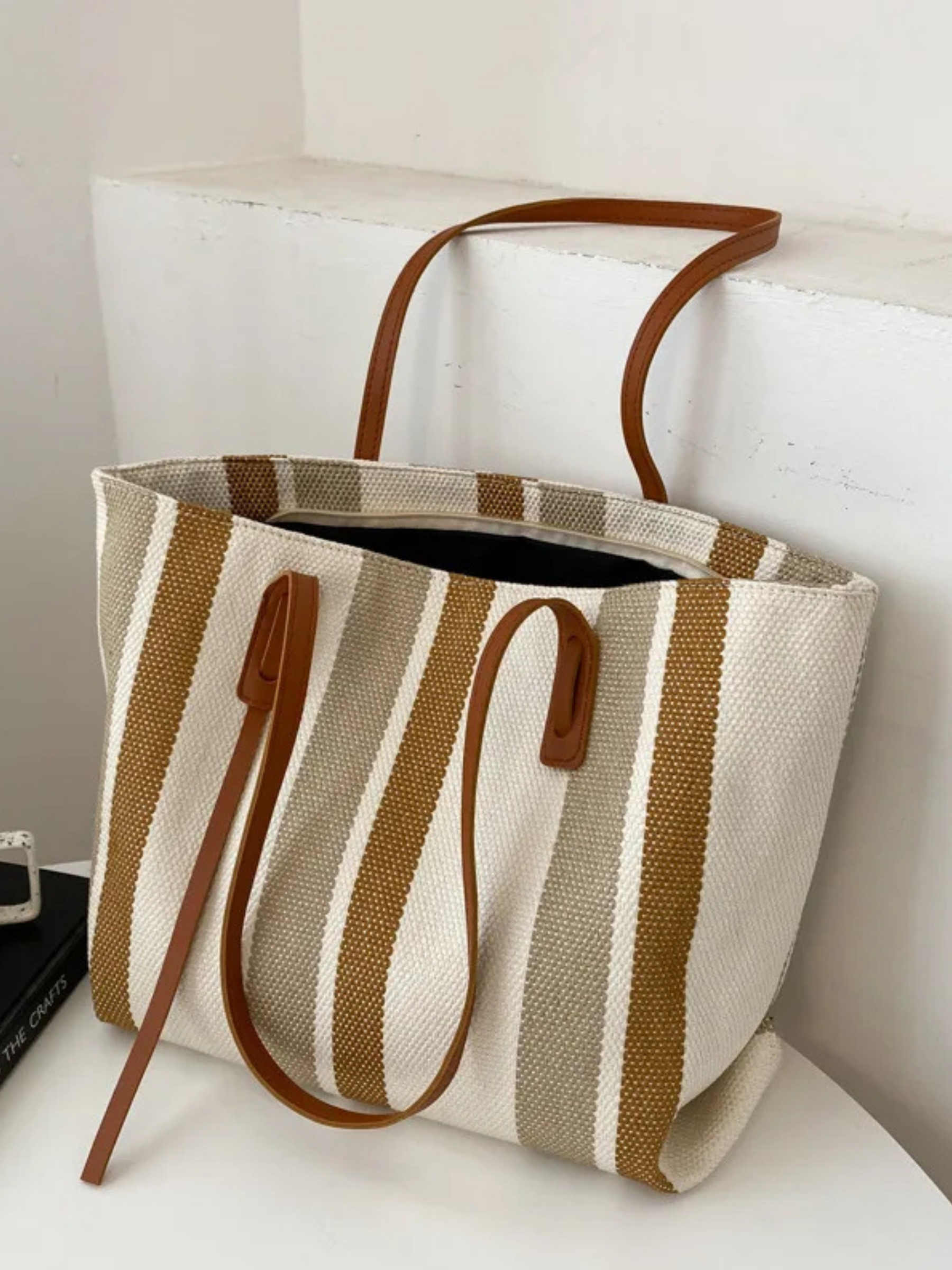 Serenity | Stijlvolle Gestreepte Shopper Tas van Canvas