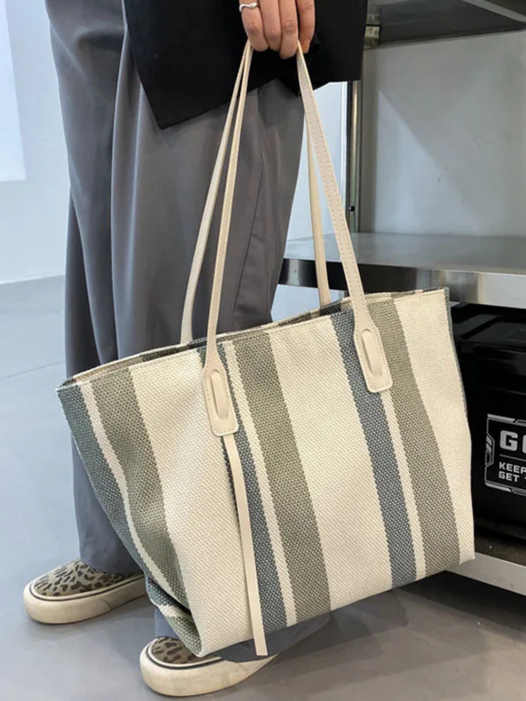 Serenity | Stijlvolle Gestreepte Shopper Tas van Canvas