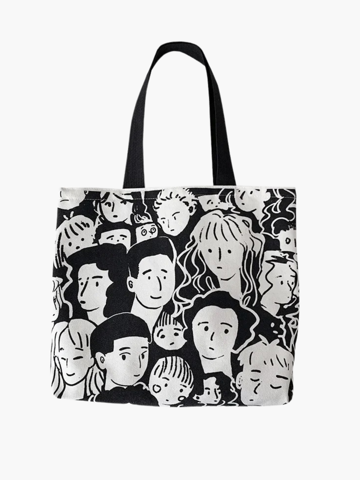 Eliana | Retro Canvas Shopper met Monochrome Gezichtsprint